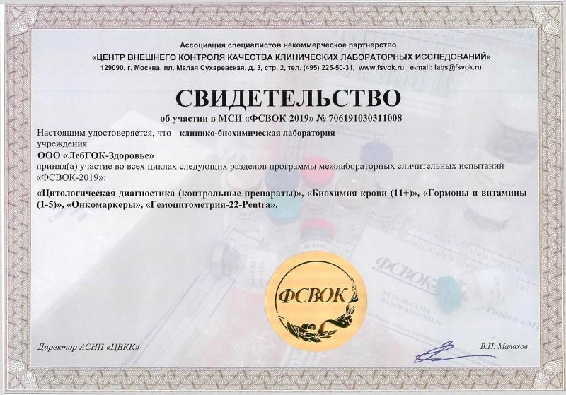 Свидетельство об участии в МСИ